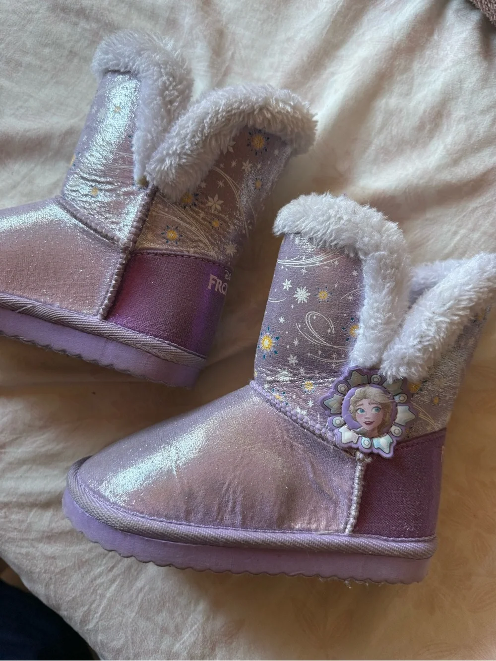 Girls Frozen Sparkle Purple Winter Boots